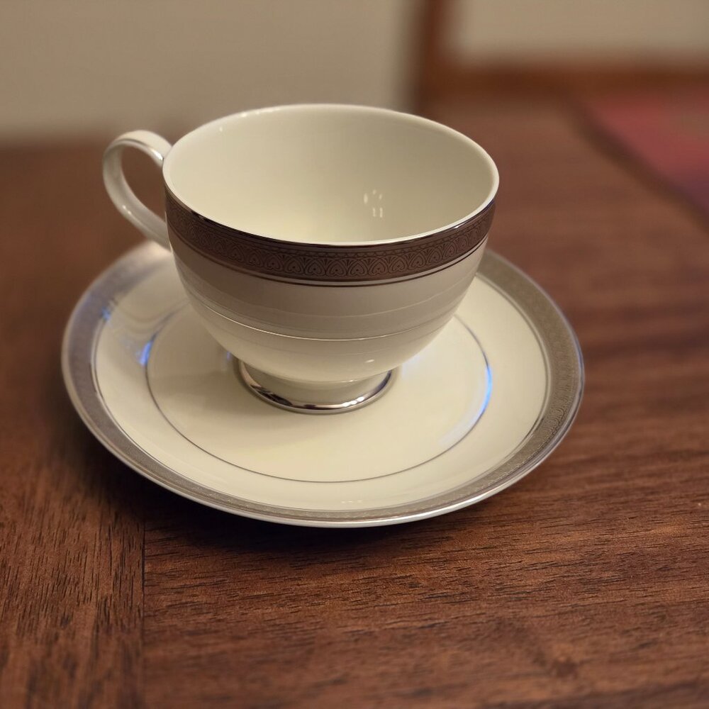 11 Coffee Cups / 12 Saucers.......MIKASA PALATIAL PLATINUM